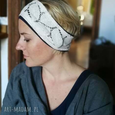 Ręcznie robiona opaska wiosenna z koronką etno boho - rozmiar uniwersalny