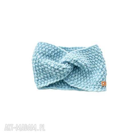 niebieska opaska tyrban z wełny ręcznie robiona prezent, głowę