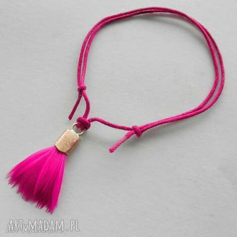 PIÓRKO bransoletka handmade z miedzią - regulacja długości