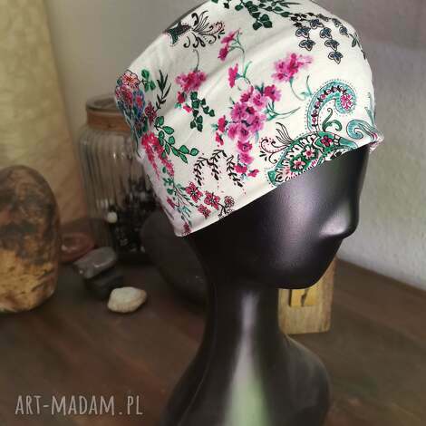 Kolorowa opaska boho w folk wzory z podszewką - rozmiar uniwersalny (Ruda Klara)