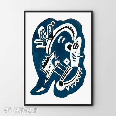 Plakat Obraz Blue Kandinsky A2 42x59,4 cm - niebieska abstrakcja do salonu i biura art-Madam.pl