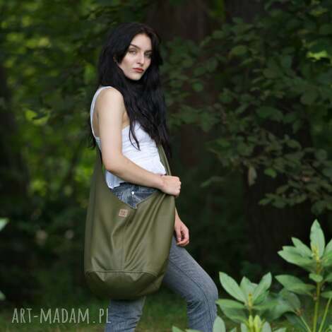 Zielona torba hobo boho vegan przez ramię - duża Long Boogi Bag