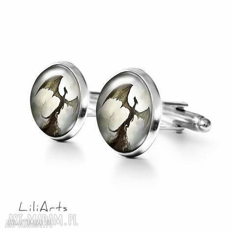 dragon - smok cienia 2 - spinki do mankietów, mankiety męskie, eleganckie, prezent