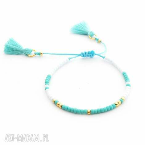 Bransoletka Minimal - Turkus i Biała | Handmade
