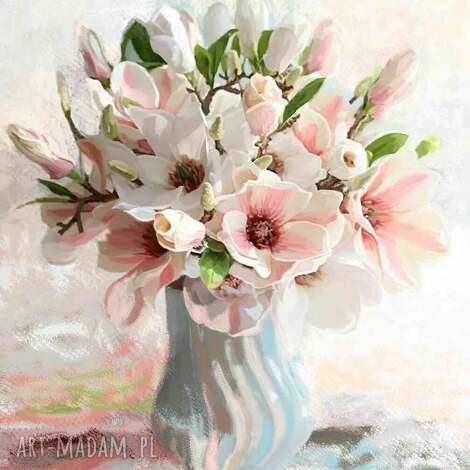 renata bulkszas obraz na płótnie magnolie w wazonie 40 x 50 obrazy kwiaty