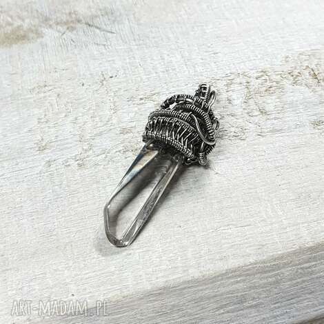 Wisiorek z kryształem górskim S186 - srebro 999 wire wrapping handmade