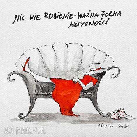 nic - nie robienie praca akwarelami oraz piórkiem artystki adriany laube, kobieta