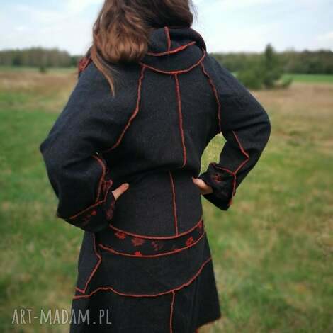 długa bluza płaszcz m l, patchwork etno boho, folk