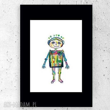Robot plakat A5 21x15 cm - śmieszny plakat z robotem do pokoju chłopca, bez ramki - art-Madam.pl