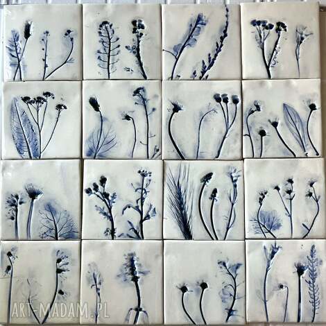 Zestaw kafli ceramicznych z Delft - 16 ręcznie robionych płytek