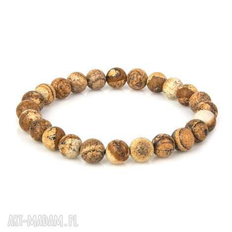 Bransoletka z jaspisu piaskowego 8 mm - naturalne kamienie handmade na elastycznej nici