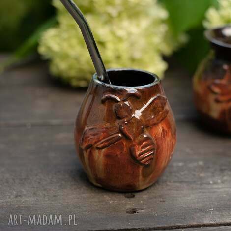 ceramiczne naczynie do yerba mate / matero handmade - ok 240 ml bee