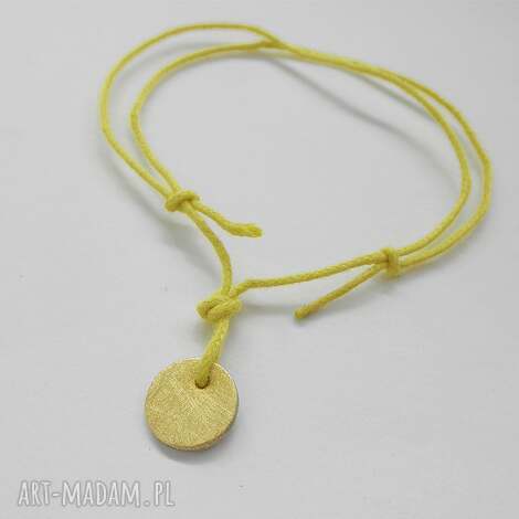 Okrąg bransoletka z mosiądzu i żółtego sznurka - Katarzyna Kaminska (handmade)