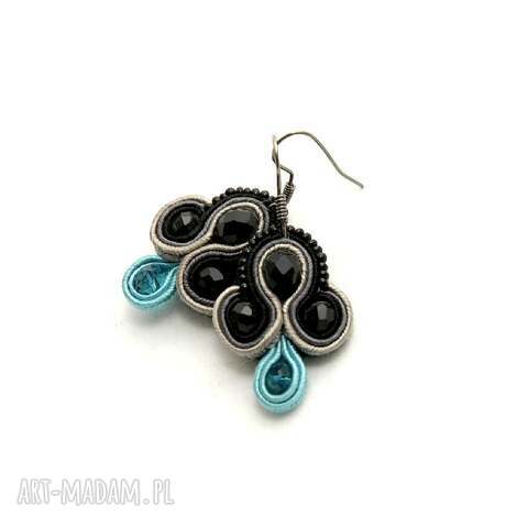 Kolczyki sutasz czarno-lazurowe - ręcznie robione soutache