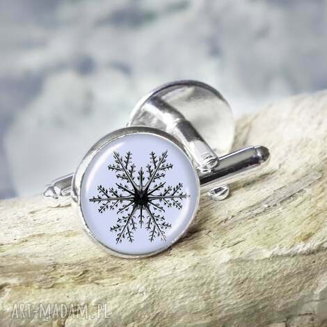 Spinki do mankietów świąteczne śnieżynki - prezent handmade
