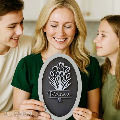 Personalizowana dekoracja ścienna Tulito z tulipanami i imieniem