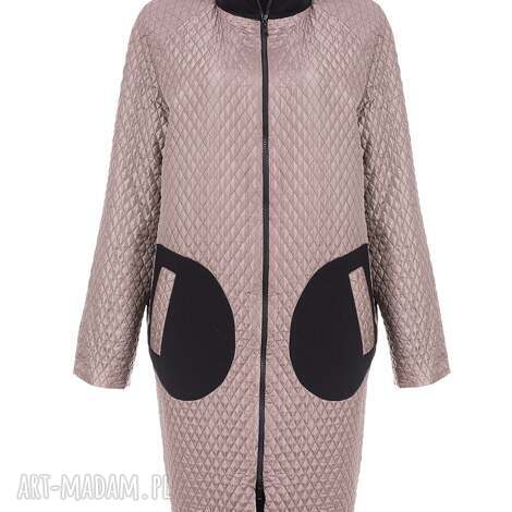 bien fashion przejściowy nowoczesny płaszcz damski oversize xs stójka