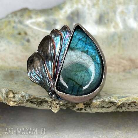 pierścionek z labradorytem w srebrze - tajemniczy blask oceanu a1151, srebrny