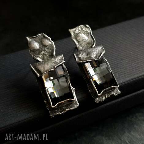 Cubic - srebrne kolczyki Swarovski Urban Silver Night - sztyfty