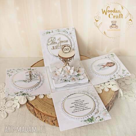 exploding box komunijny, kartka na komunię bright 1 gotowy, exploding box