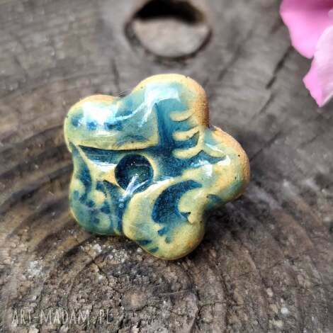 Pierścionek ceramiczny zielono-turkusowy - regulowany