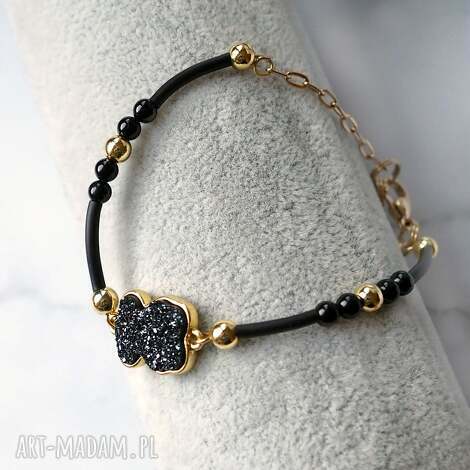 chodelska art studio bransoletka z misiem i turmalinem czarnym miś