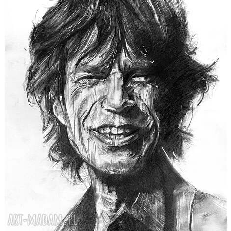 mick jagger - seria ikony A3, rolling stones, muzyk portret, ołówek