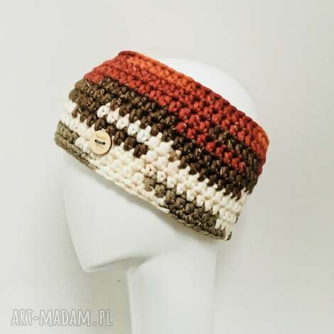 szydełkowa szeroka gruba opaska na głowę uszy