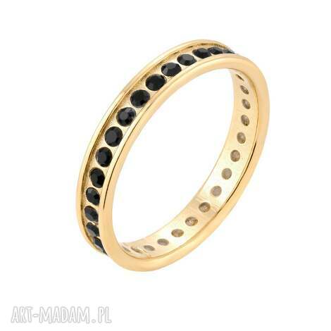 złota obrączka z czarnymi kryształami preciosa r.12, kryształ