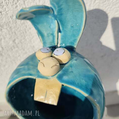 miska ceramiczna królik na słodycze, rękodzieło zając, wielkanoc dekoracje