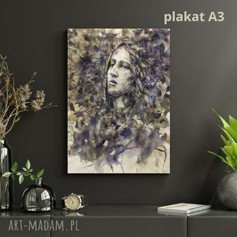 Nimfa leśna - artystyczny plakat A3 z akwarelą