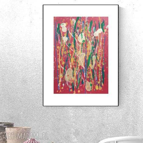 Ręcznie malowana abstrakcja 30x40 cm na ścianę - oryginalna grafika do sypialni, boho i loft | art-Madam.pl
