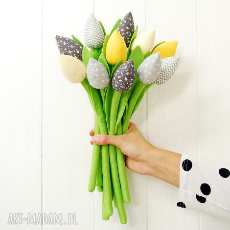 tulipany - bawełniane kwiaty, tulipany, bawełniane, szyte