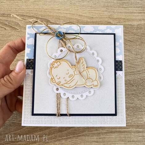 Kartka na roczek i babyshower - ręcznie robiona z kopertą na pieniądze (personalizowana)