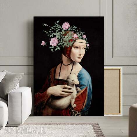 Obraz na płótnie Dama z łasiczką 50x70 cm - canvas