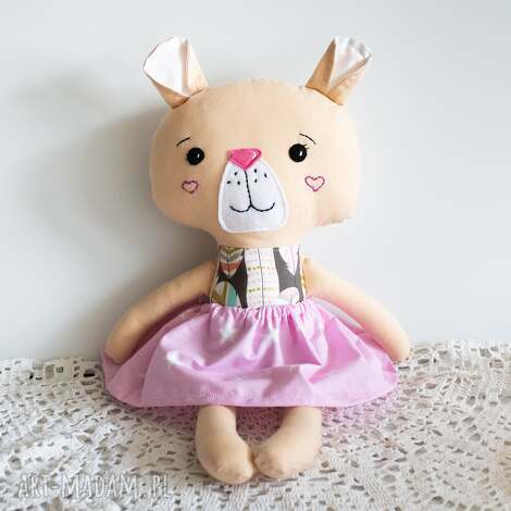 Miś duży klasyczny Hania 44 cm - pastelowa maskotka handmade