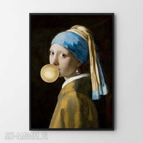 Dziewczyna z perłą i złoty balon - plakat 50x70 cm