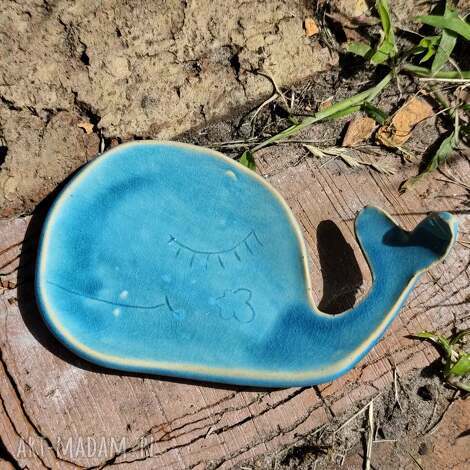 Pojemnik ceramiczny delfinek na biżuterię - rękodzieło