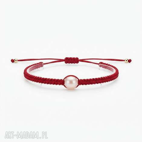 Bransoletka z perłą na czerwonym sznurku handmade