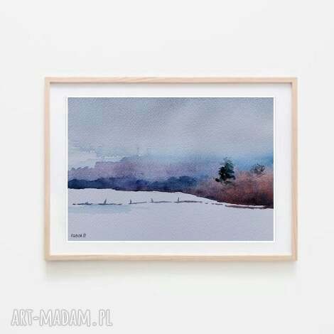 Zima - akwarela w formacie A5 od Pauliny Lebidy (Rembrandt, papier 300 g/m2) - oryginalny obraz bez ramy