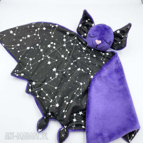 przytulanka nietoperz dla niemowląt, kocyk minky szmatka, gryzak, koc