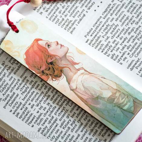 Drewniana zakładka do książki Romantyczna kociara - ręcznie robiona decoupage