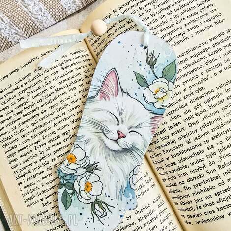 zakładka do książki - kocia herbatka, kotek, filiżanka dla przyjaciółki