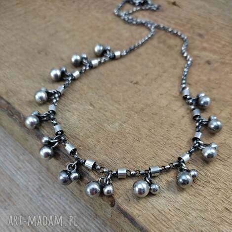 naszyjnik - kule na łańcuszku, srebro oksydowane