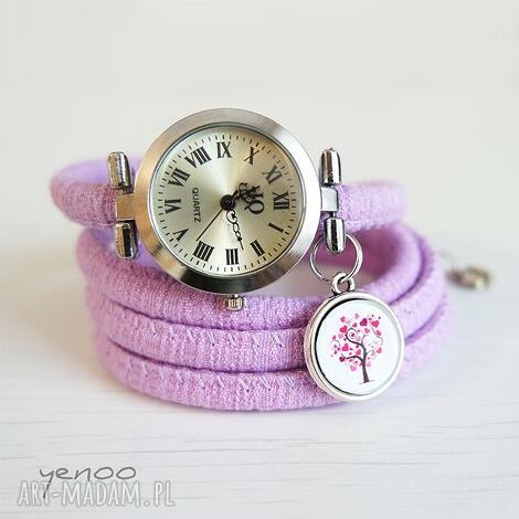 yenoo zegarek, bransoletka - drzewko miłości owijany, fioletowy, rzemienie