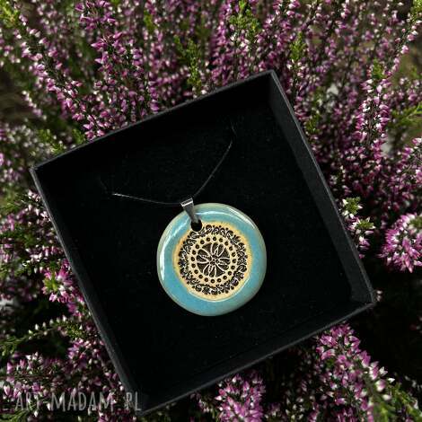 Orientalny naszyjnik ceramiczny z mandalą - handmade