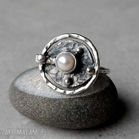 sunset ring srebrny pierścionek z perłą (pierścionek srebrny)