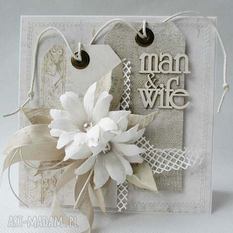 Kartka ślubna man&wife w pudełku - elegancka scrapbooking 3D na życzenia