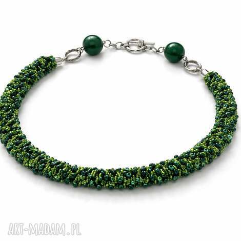 Naszyjnik Mozaika Szmaragdowa z czeskich koralików - handmade