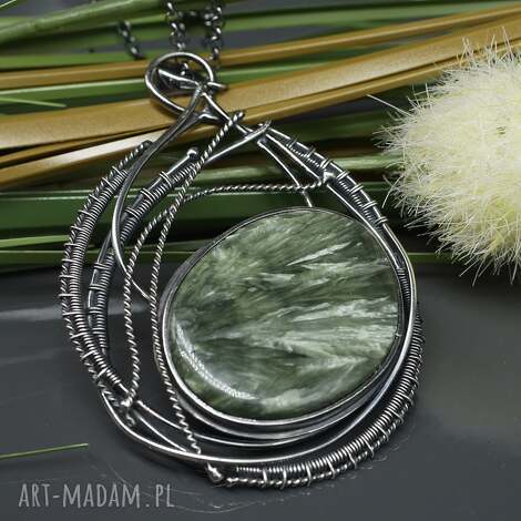 Duży wisior serafinit "Benrodir" - wire wrapping ze srebra